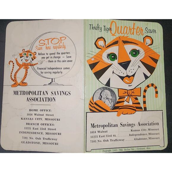 1960s Bank Coin Savers Thrifty Tiger Quarter Dolly Dolphin Dime Kansas City, MO - Picture 6 of 14